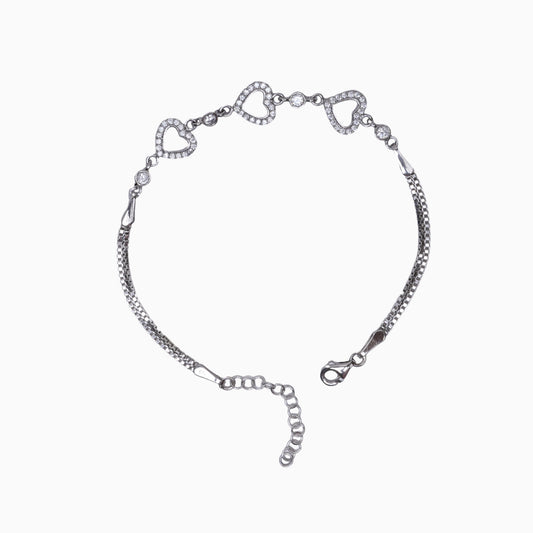 Silver Heart-lock Bracelet